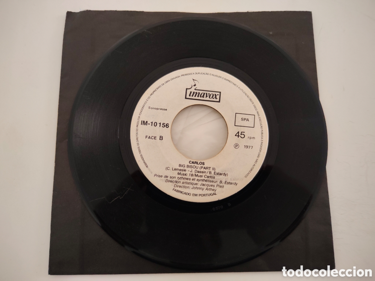 Discos de vinilo: CARLOS - Big bisou (1977) disco de vinilo single - Foto 4