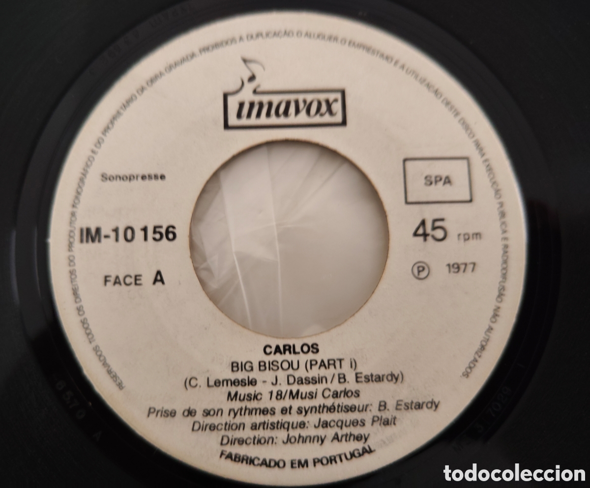 Discos de vinilo: CARLOS - Big bisou (1977) disco de vinilo single