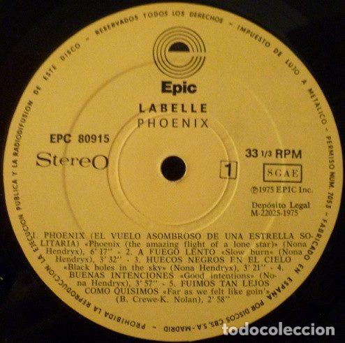 Discos de vinilo: Labelle &ndash; Phoenix (Vinyl, Epic EPC 80915) - Foto 3