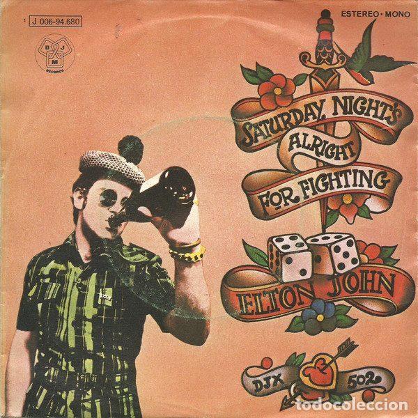 Discos de vinilo: Elton John &ndash; Saturday Night's Alright For Fighting (Vinyl, DJM Records 1 J 006-94.680)