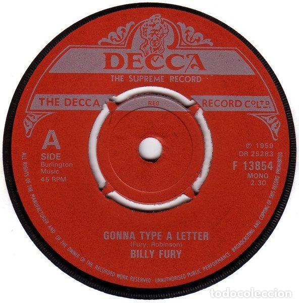 Dischi in vinile: Billy Fury &ndash; Gonna Type A Letter (Vinyl, Decca F 13854)