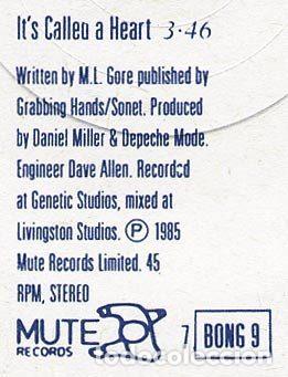 Discos de vinilo: Depeche Mode &ndash; Its Called A Heart (Vinyl, Mute 7 BONG 9) - Foto 5