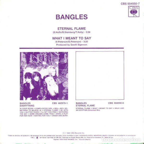 Discos de vinilo: Bangles &ndash; Eternal Flame (Vinyl, CBS 654550 7) - Foto 2