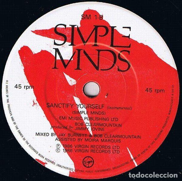 Discos de vinilo: Simple Minds &ndash; Sanctify Yourself (Vinyl, Virgin SM 1) - Foto 4