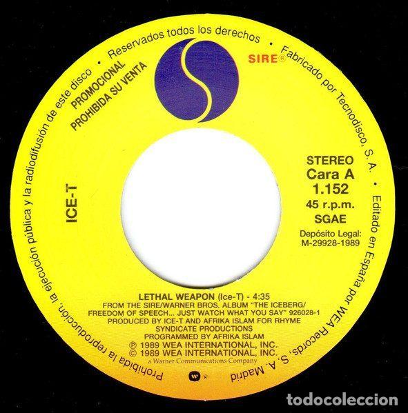 Discos de vinilo: Ice-T &ndash; Lethal Weapon (Vinyl, Sire 1.152) - Foto 3