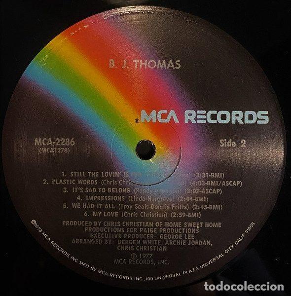 Discos de vinilo: B.J. Thomas &ndash; B.J. Thomas (Vinyl, MCA Records MCA-2286) - Foto 4