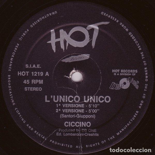Disques de vinyle: Ciccino &ndash; L'Unico Unico (Vinyl, Hot Records HOT 1219)