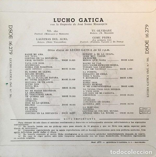 Discos de vinilo: Lucho Gatica &ndash; N&ordm; 16 - Yo (Vinyl, Odeon DSOE 16.279) - Foto 2