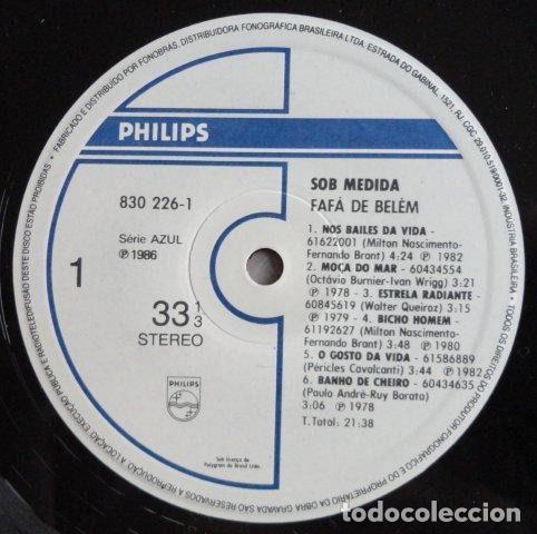 Discos de vinilo: Faf&aacute; De Bel&eacute;m &ndash; Sob Medida (Vinyl, Philips 830 226-1) - Foto 3