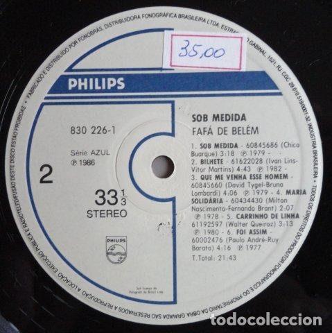 Discos de vinilo: Faf&aacute; De Bel&eacute;m &ndash; Sob Medida (Vinyl, Philips 830 226-1) - Foto 4