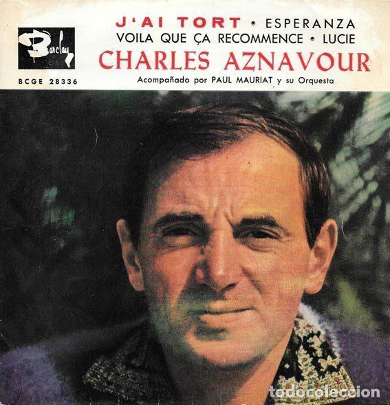 Discos de vinil: Charles Aznavour Acompa&ntilde;ado Por Paul Mauriat Y Su Orquesta &ndash; J'Ai Tort (Vinyl, Barclay BCGE 28336)