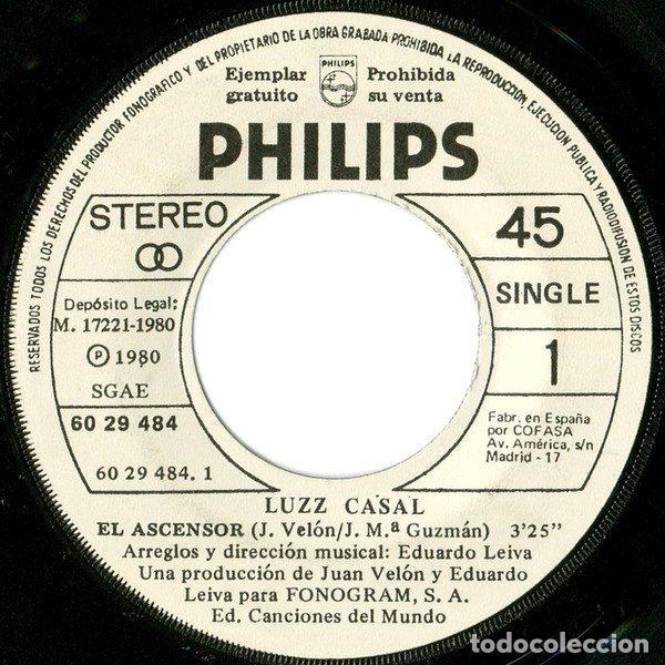 Discos de vinilo: Luzz Casal &ndash; El Ascensor (Vinyl, Philips 60 29 484) - Foto 3