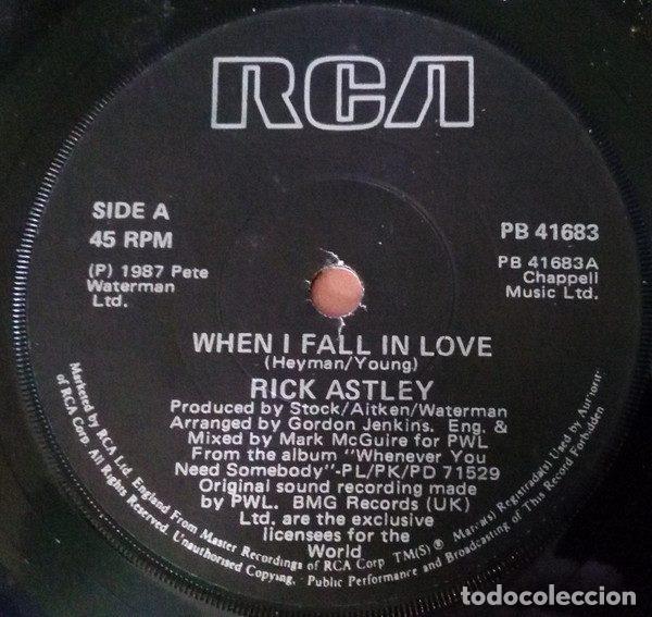 Dischi in vinile: Rick Astley &ndash; When I Fall In Love / My Arms Keep Missing You (Vinyl, RCA PB 41683)