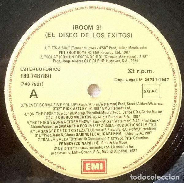 Discos de vinilo: Various &ndash; &iexcl;Boom! 3 (El Disco De Los Exitos) (Vinyl, EMI 160 7 48789 1) - Foto 3
