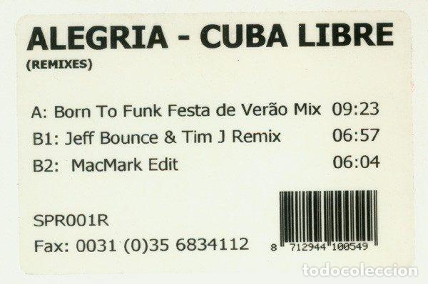 Discos de vinil: Alegria &ndash; Cuba Libre (Remixes) (Vinyl, Spinnin' Records SPR001R)