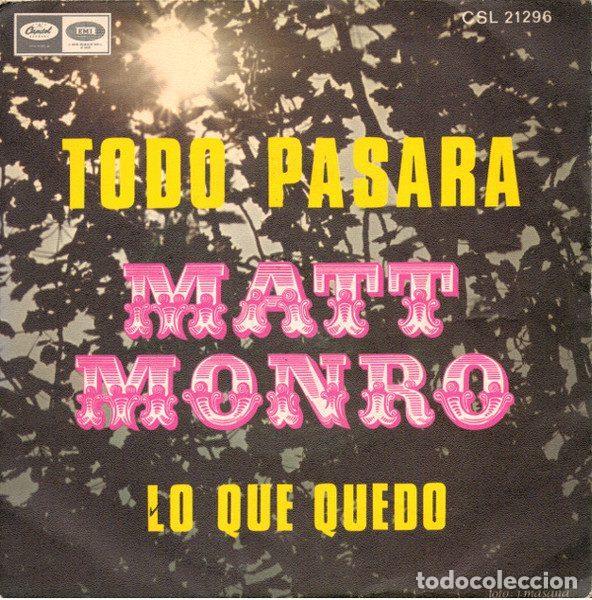 Dischi in vinile: Matt Monro &ndash; Todo Pasara (Vinyl, Capitol Records CSL 21296)