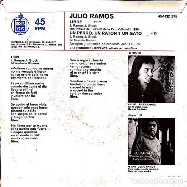 Discos de vinilo: Julio Ramos &ndash; Libre (Vinyl, Hispavox 45-1432) - Foto 2