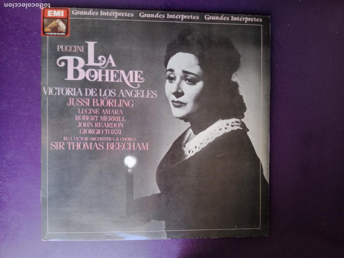 Discos de vinilo: Puccini - LA BOHEME - Victoria De Los Angeles, Jussi Bjoerling - DOBLE LP EMI 1986 - OPERA