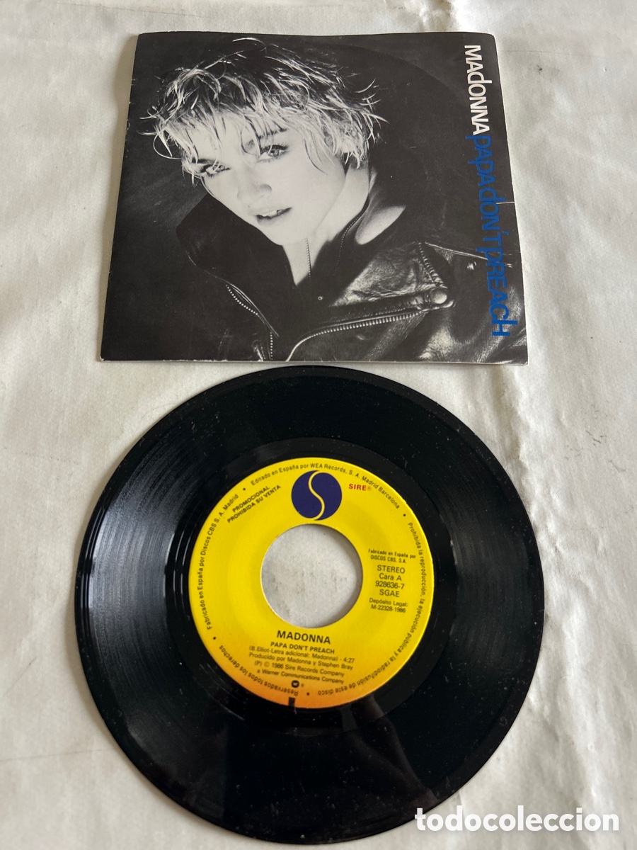 Discos de vinilo: Disco de vinilo Single Madonna. Papa don t Preach