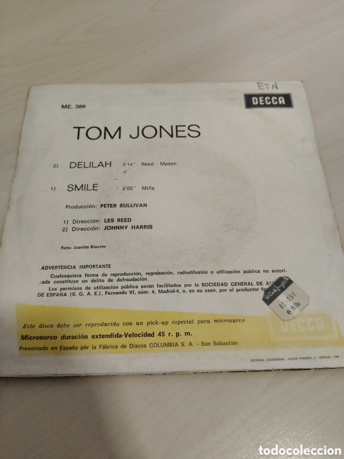 Discos de vinilo: MV680 Tom Jones delilah MINI VINILO - Foto 2