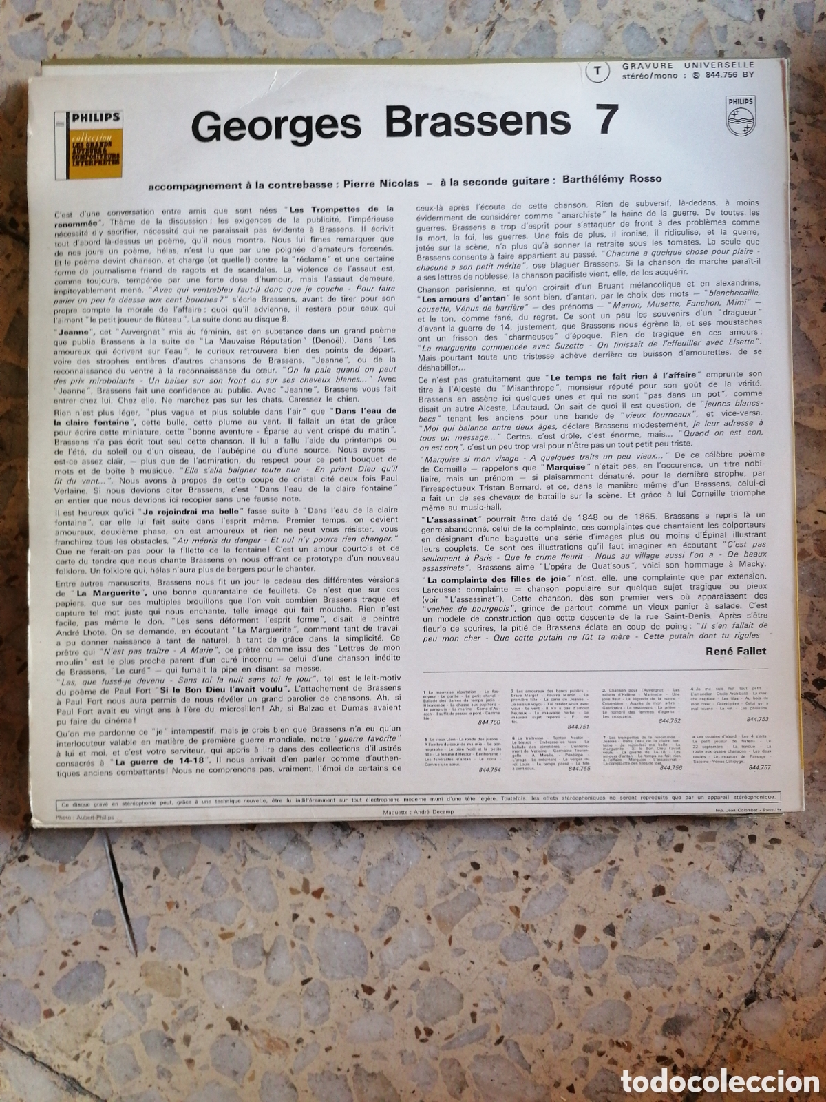 Discos de vinilo: LP GEORGES BRASSENS VII FRANCIA - Foto 2