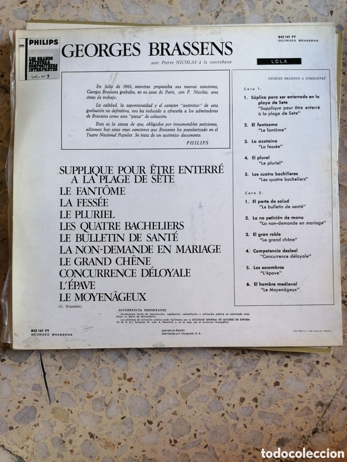 Discos de vinilo: LP GEORGES BRASSENS 1967 - Foto 2