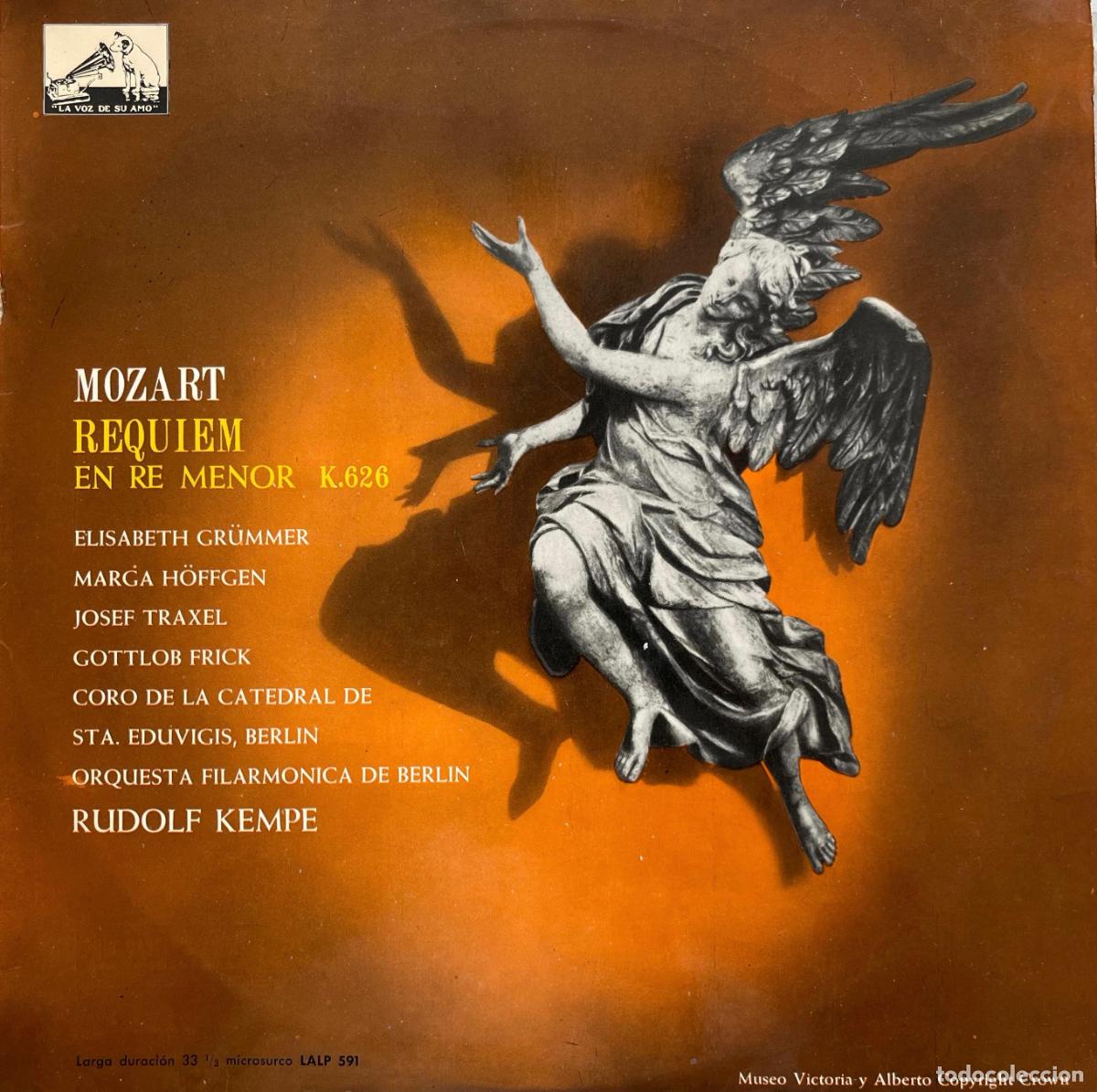 Discos de vinilo: MOZART. REQUIEM. RUDOLF KEMPE. E. GR&Uuml;MMER. M. H&Ouml;FGEN. J. TRAXEL.. LP ORIGINAL ESPA&Ntilde;A 1960