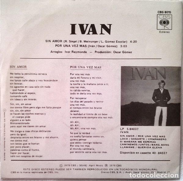 Discos de vinilo: Ivan &ndash; Sin Amor (Vinyl, CBS CBS 8015) - Foto 2