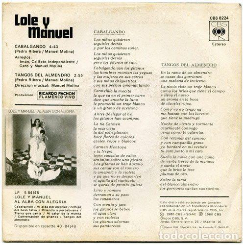 Discos de vinilo: Lole Y Manuel &ndash; Cabalgando (Vinyl, CBS CBS 8224) - Foto 2