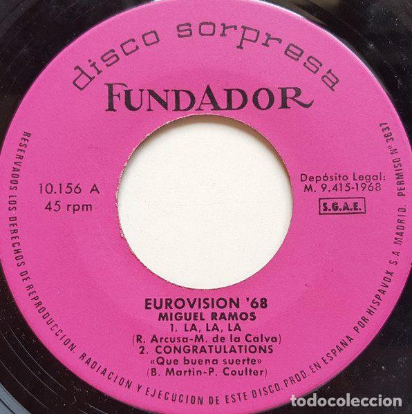 Discos de vinilo: Miguel Ramos &ndash; Eurovisi&oacute;n '68 (Vinyl, Disco Sorpresa Fundador 10.156)