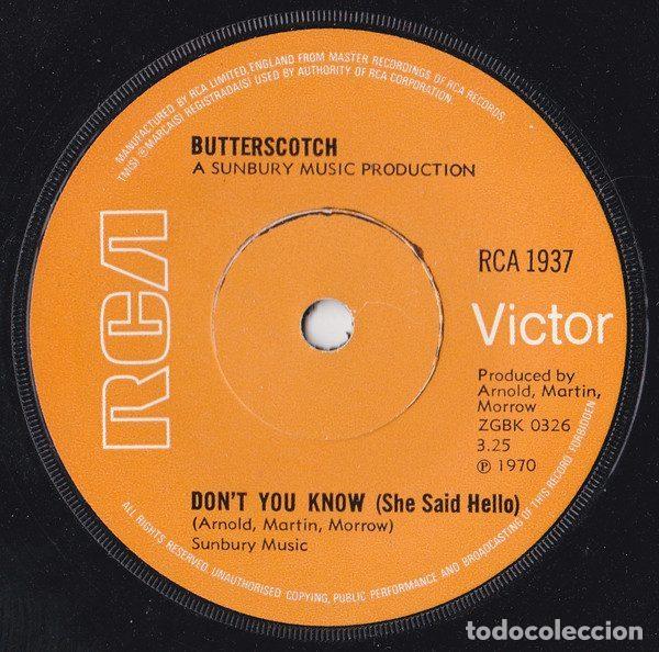 Dischi in vinile: Butterscotch &ndash; Don't You Know (She Said Hello) (Vinyl, RCA Victor RCA 1937)