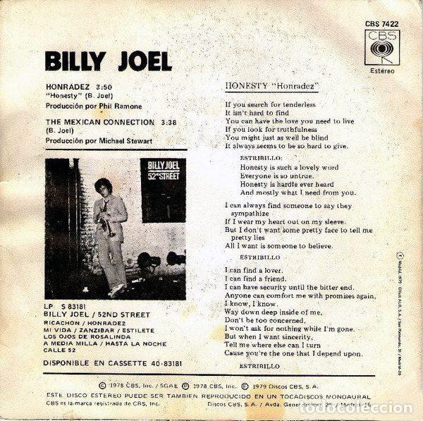 Discos de vinilo: Billy Joel &ndash; Honradez (Vinyl, CBS CBS 7422) - Foto 2