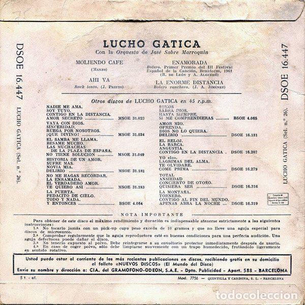 Discos de vinilo: Lucho Gatica &ndash; N&ordm; 26 (Vinyl, Odeon DSOE 16447) - Foto 2