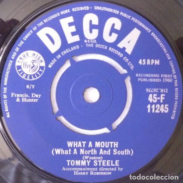 Disques de vinyle: Tommy Steele &ndash; What A Mouth (What A North And South) / Kookaburra (Vinyl, Decca 45-F 11245)