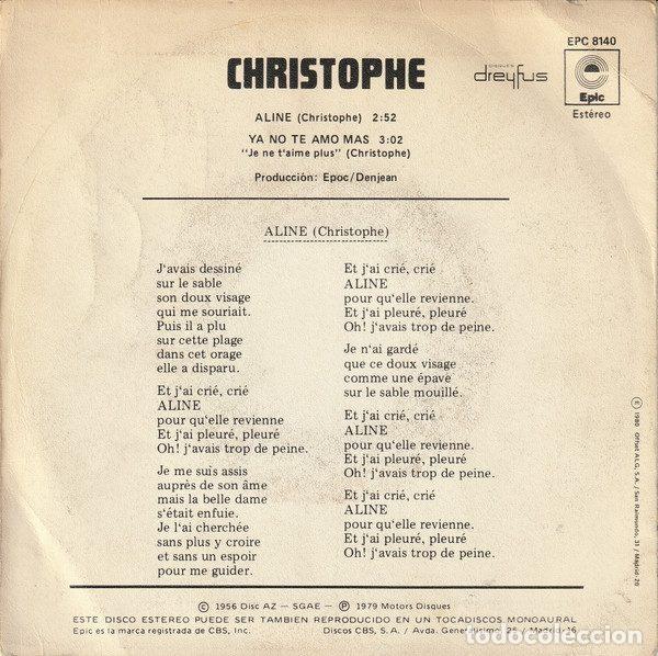 Discos de vinilo: Christophe &ndash; Aline (Vinyl, Disques Dreyfus EPC 8140) - Foto 2