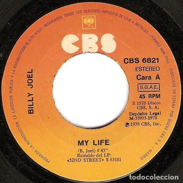 Discos de vinilo: Billy Joel &ndash; Mi Vida (Vinyl, CBS CBS 6821) - Foto 3