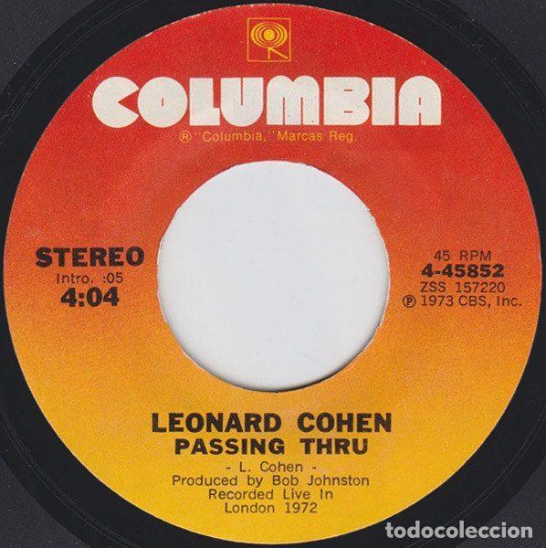 Discos de vinil: Leonard Cohen &ndash; Passing Thru / Nancy (Vinyl, Columbia 4-45852)