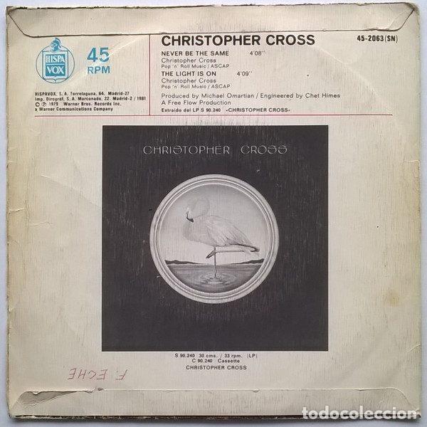 Discos de vinilo: Christopher Cross &ndash; Never Be The Same (Vinyl, Warner Bros. Records 45-2063) - Foto 2