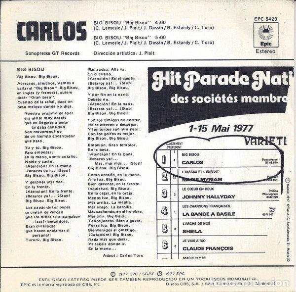 Discos de vinilo: Carlos &ndash; Big Bisou (Vinyl, Epic EPC 5420) - Foto 2