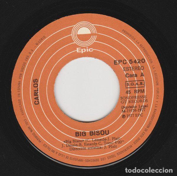 Discos de vinilo: Carlos &ndash; Big Bisou (Vinyl, Epic EPC 5420) - Foto 3