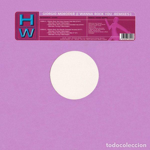 Discos de vinil: Giorgio Moroder &ndash; I Wanna Rock You (Remixes) (Vinyl, House Works HW 76-005)