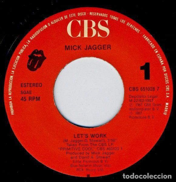 Discos de vinilo: Mick Jagger &ndash; Lets Work (Vinyl, CBS CBS 651028 7) - Foto 3
