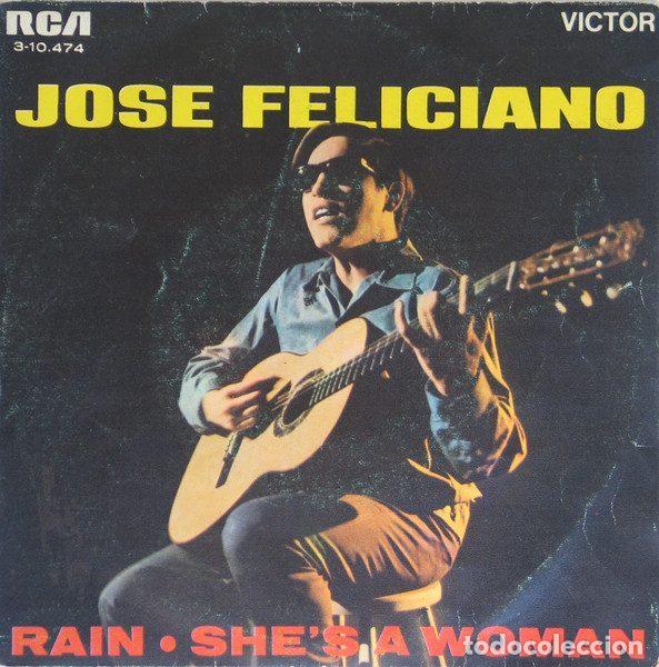 Discos de vinil: Jose Feliciano &ndash; Rain / She's A Woman (Vinyl, RCA Victor 3-10 474)