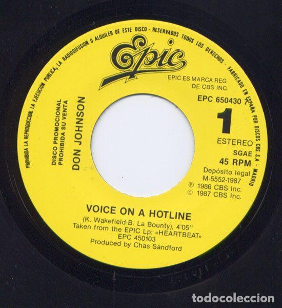 Disques de vinyle: Don Johnson &ndash; Voice On A Hotline (Vinyl, Epic EPC 650430)