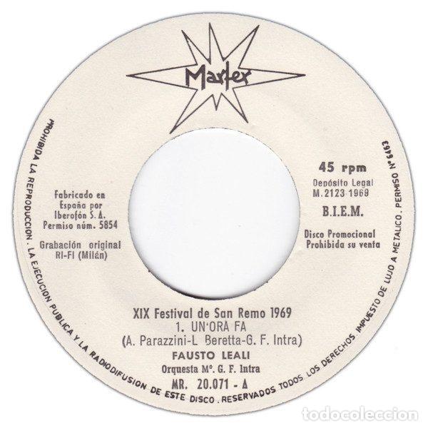 Discos de vinilo: Fausto Leali &ndash; UnOra Fa (Vinyl, Marfer MR 20.071) - Foto 2