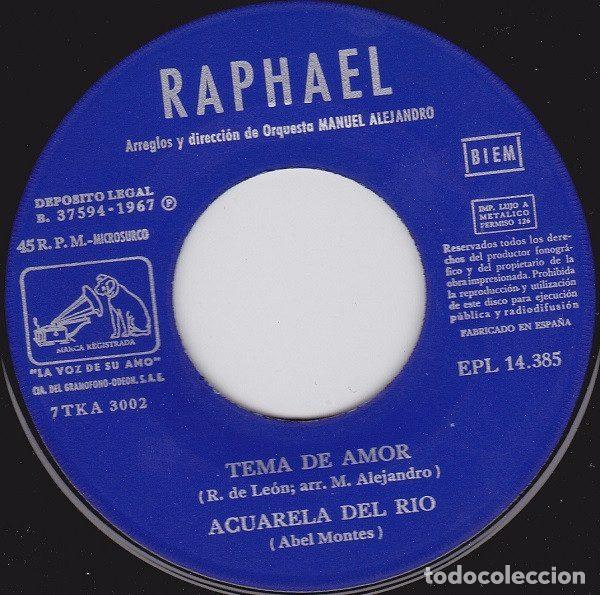 Discos de vinilo: Raphael &ndash; Tema De Amor (Vinyl, La Voz De Su Amo EPL 14.385) - Foto 3