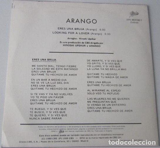Discos de vinilo: Arango &ndash; Eres Una Bruja (Vinyl, Epic EPC 653106 7) - Foto 2