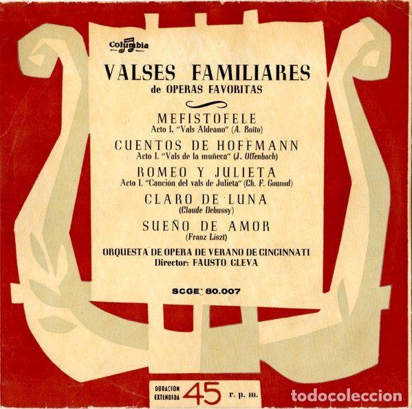 Discos de vinil: Orquesta De Opera De Verano De Cincinnati, Fausto Cleva &ndash; Valses Familiares de Operas Favoritas...