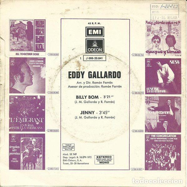 Discos de vinilo: Eddy Gallardo &ndash; Billy Bom (Vinyl, Odeon 1 J 006-20.841) - Foto 2