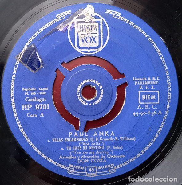 Discos de vinilo: Paul Anka &ndash; Velas Encarnadas = Red Sails (Vinyl, Hispavox HP 9701)